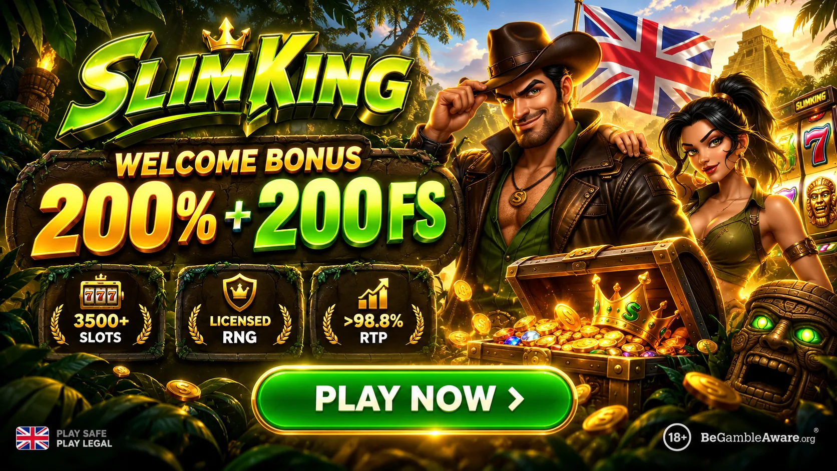 Welcome treasure: 200% bonus and 200 free spins